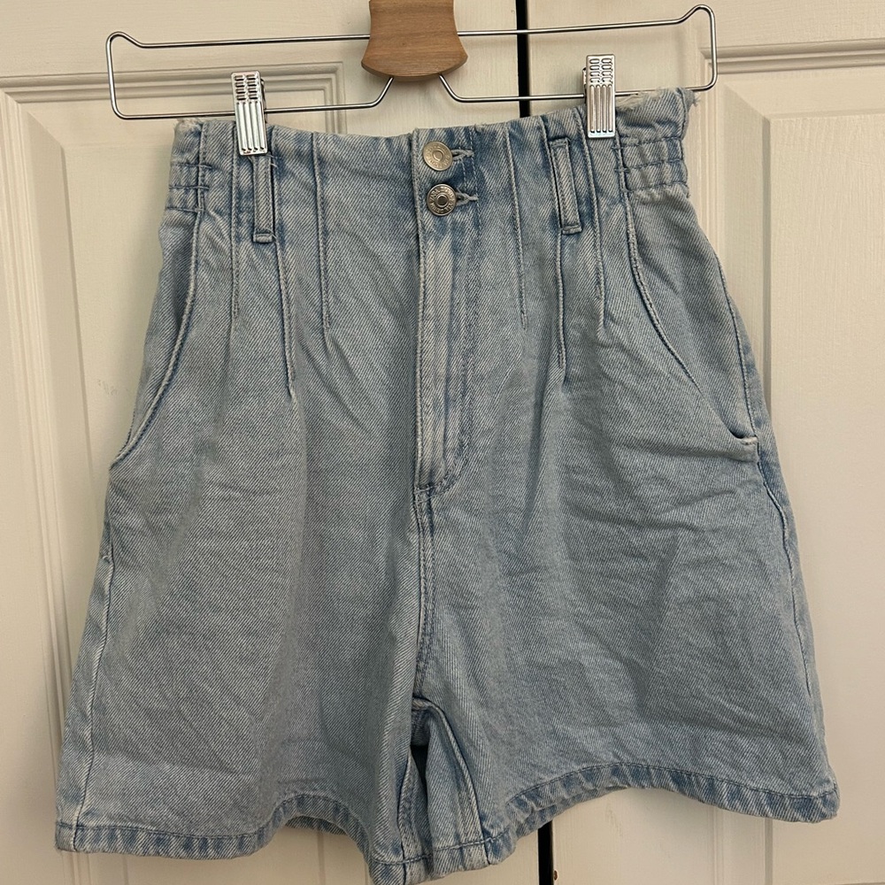 Zara Light Blue Denim High Waisted Women's Shorts